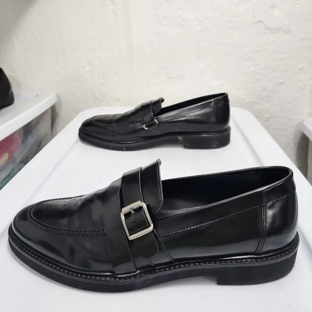 Geox Patrick Cox glossy black leather monk-strap Hybrid Dress loafers US13 EU46